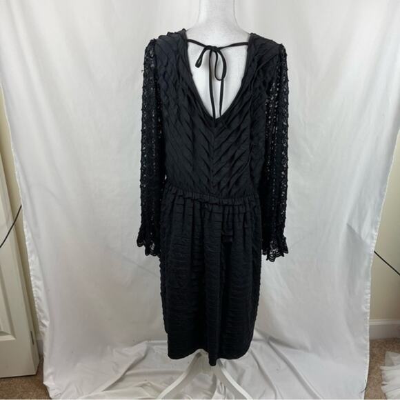 Suzanne Beto Black Ruffled Lace Boho Hippie Whimsigoth Dress NWT Size 2X - Picture 6 of 15